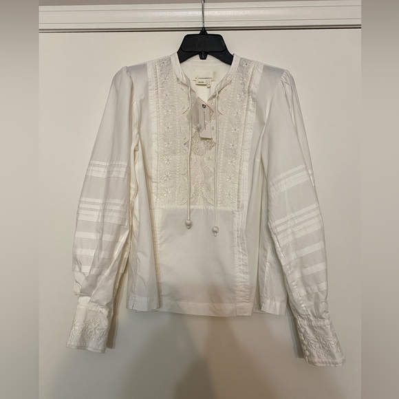 ANTHROPOLOGIE Cotton White Balloon SleeveBlouse Size 4 NWT - Picture 3 of 16